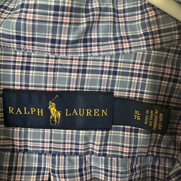Ralph Lauren Navy Plaid Button Down Shirt - Picture 3 of 4